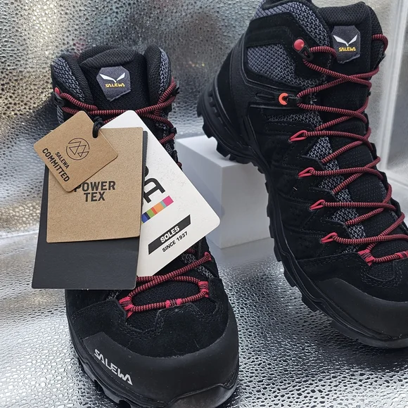 Salewa Women's Black and Red ALPINE hiking boots - Picture 2 of 5